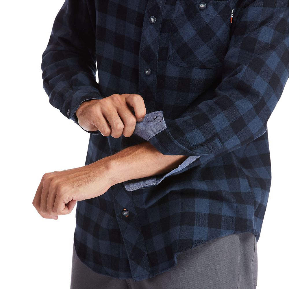 Camisa Timberland Hombre Pro® Woodfort Midweight Flannel Work Azul Marino - Chile SAO-839152